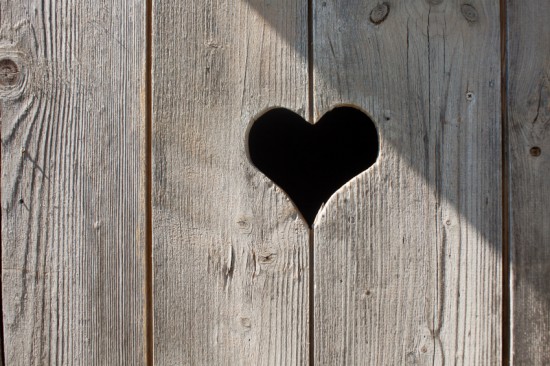 heart on a wooden door
